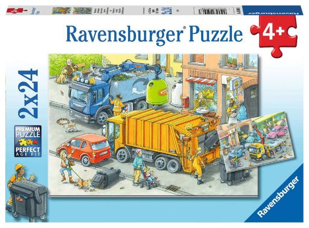 Bild von Puzzle 2x24T Müllabfuhr & Abschleppwagen - 05096