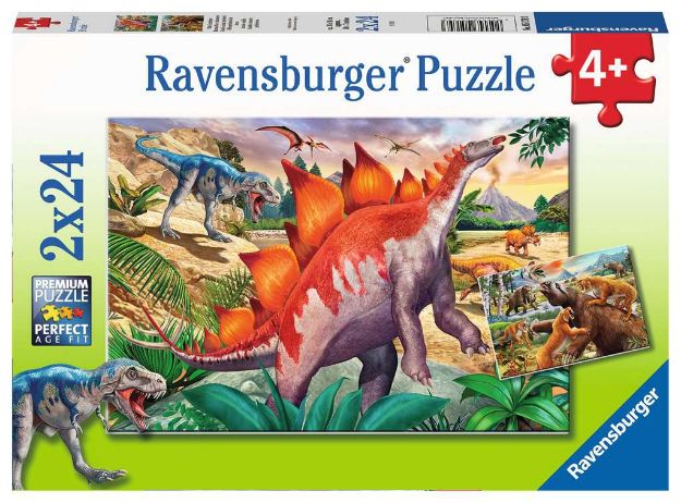 Bild von Puzzle 2x24T Wilde Uzeittiere - 05179