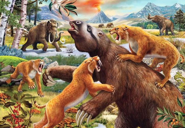 Bild von Puzzle 2x24T Wilde Uzeittiere - 05179