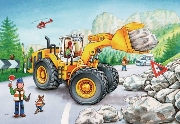 Bild von Puzzle 2x24T Bagger und Waldtraktor - 07802