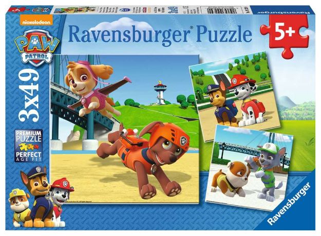 Bild von Puzzle 3x49T Paw Patrol Team auf 4 Pfoten - 09239