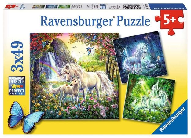 Bild von Puzzle 3x49T Schöne Einhörner - 09291