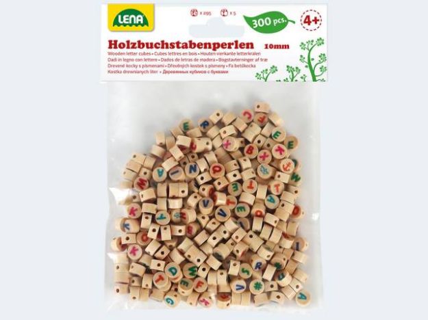 Bild von LENA Holz Buchstabenperlen natur/bunt 300 Perlen - 32051