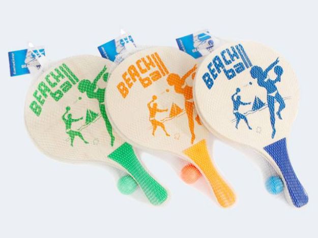 Bild von Beachballset Holz 38x24cm natur/Motiv mit Ball - 720099