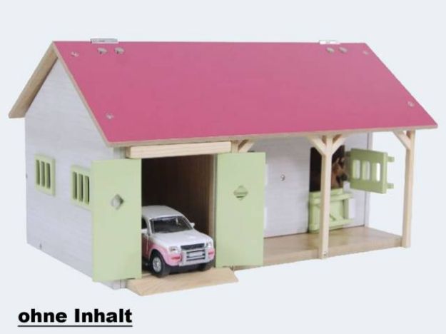 Bild von Farm Pferdestall 34x22cm 1:32 Garage 2 Boxen rosa - 610245