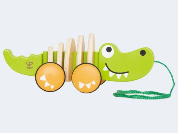 Bild von Hape Nachzieh Krokodil grün/gelb/natur - E0348
