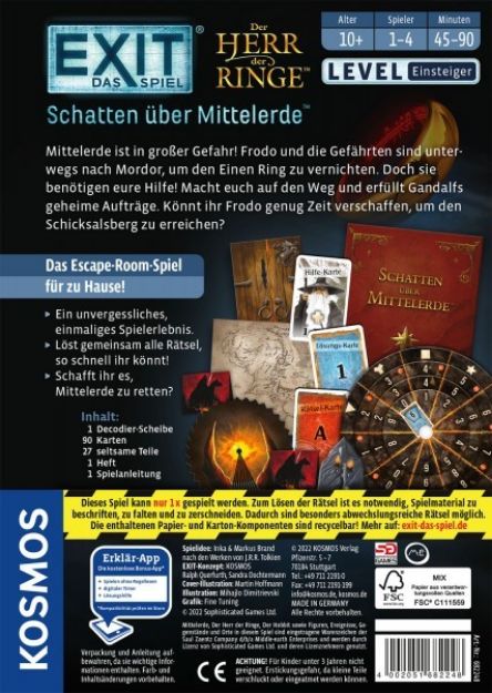 Bild von Kosmos EXIT - Das Spiel: Der Herr der Ringe Schatten über Mittelerde (Einsteiger) - 682248