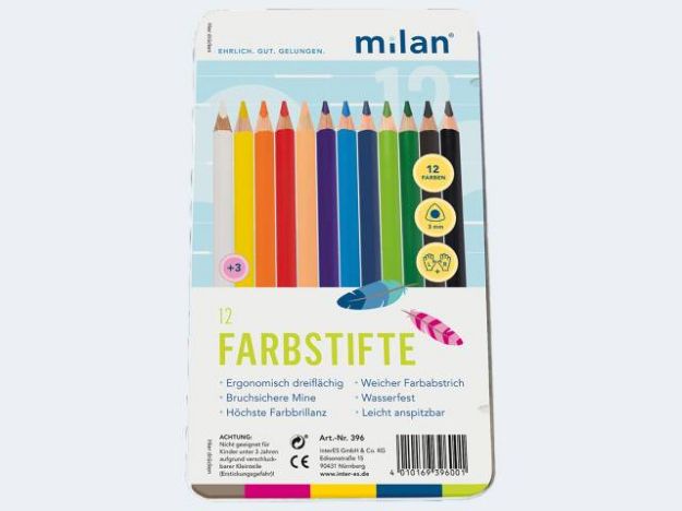 Bild von Milan 12 Farbstift Dreikant im Metalletui - 396