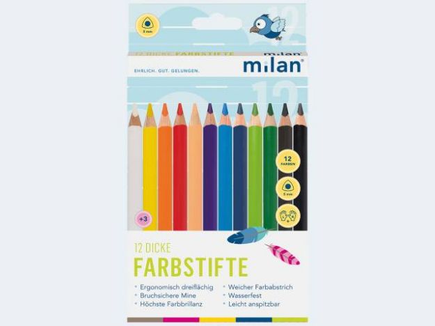 Bild von Milan 12 dicke Farbstifte ergonomisch, dreiflächig - 397
