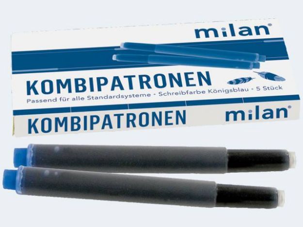 Bild von Milan Tintenpatronen blau 5St für Pelikan/LAMY - Eine Verkaufseinheit = 48 Stück - 366