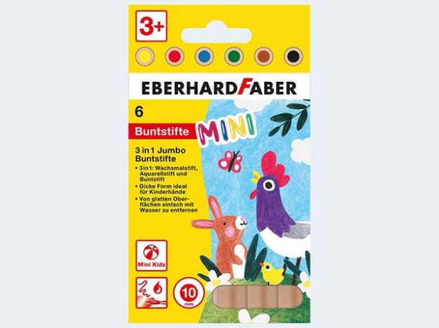 Bild von 6 Jumbo Farbstifte 3in1 MiniMaxi im Etui - 518905