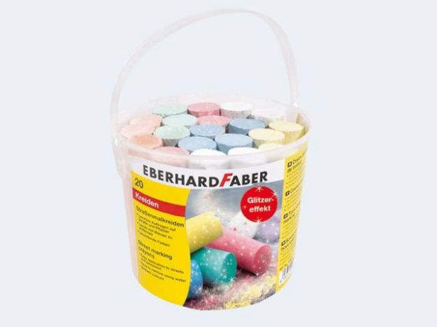 Bild von 20 Strassenmalkreiden Glitzer runder Eimer - 526520