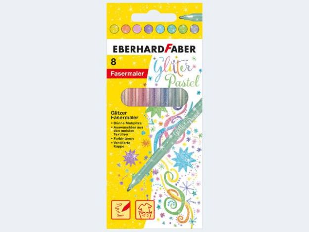 Bild von 8 Glitter-Fasermaler Pastell im Etui - 551009