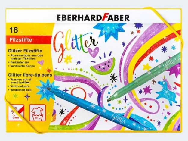 Bild von 16 Glitter-Fasermaler in Geschenkbox - 551016