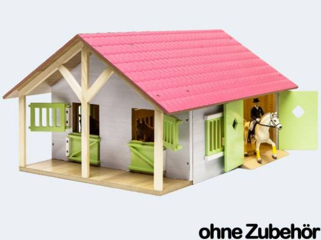 Bild von Farm Pferdestall 1:24 2Boxen 51x40cm Holz weiß - 610168