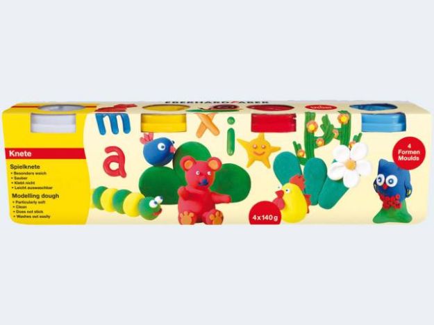 Bild von 4 Spielknete 140gr Basicwss/gelb/rot/blau - 57 25 06