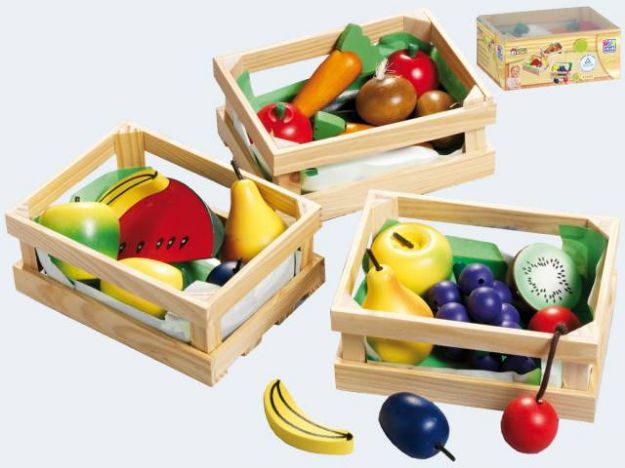 Bild von Holzkorb 14cm mit Holzobst/-gemüse - 45005