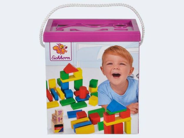 Bild von Eichhorn 50 Holzbausteine bunt 25mm in Trommel - 100050161