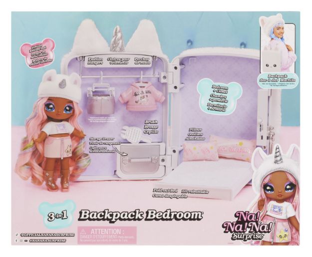 Bild von Na! Na! Na! Surprise 3-in-1 Backpack Bedroom Unicorn Playset- Whitney Sparkles - 592365