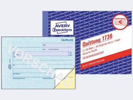 Zeige Details für Quittungen 1736 A6/2x40Bl SD Bild von Quittungen 1736 A6/2x40Bl SD