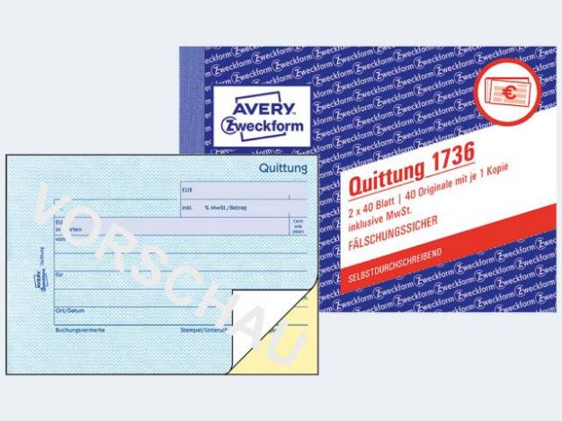 Bild von Quittungen 1736 A6/2x40Bl SD
