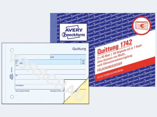 Bild von Quittungen 1742 A6/2x40Bl SD für Kleinunternehmer