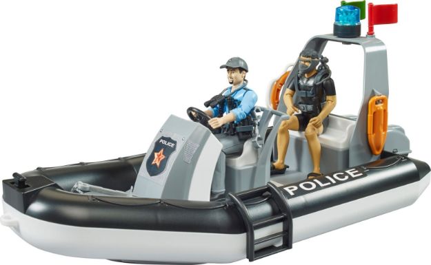 Bild von Bruder 62733 bworld Polizei Schlauchboot, Rundumleuchte, 2 Figuren und Zubehör