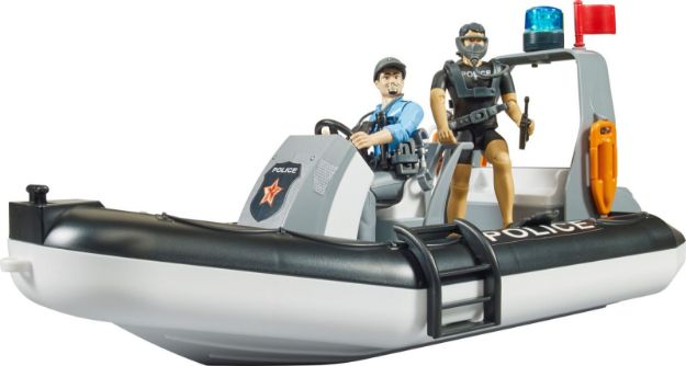 Bild von Bruder 62733 bworld Polizei Schlauchboot, Rundumleuchte, 2 Figuren und Zubehör
