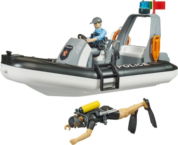 Bild von Bruder 62733 bworld Polizei Schlauchboot, Rundumleuchte, 2 Figuren und Zubehör