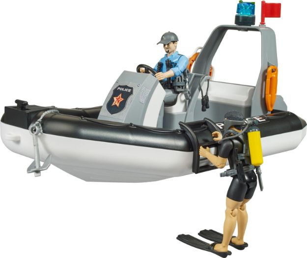 Bild von Bruder 62733 bworld Polizei Schlauchboot, Rundumleuchte, 2 Figuren und Zubehör