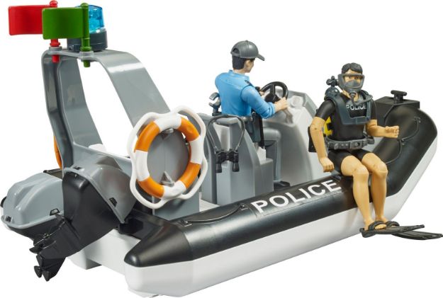 Bild von Bruder 62733 bworld Polizei Schlauchboot, Rundumleuchte, 2 Figuren und Zubehör