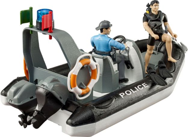Bild von Bruder 62733 bworld Polizei Schlauchboot, Rundumleuchte, 2 Figuren und Zubehör