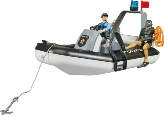Bild von Bruder 62733 bworld Polizei Schlauchboot, Rundumleuchte, 2 Figuren und Zubehör