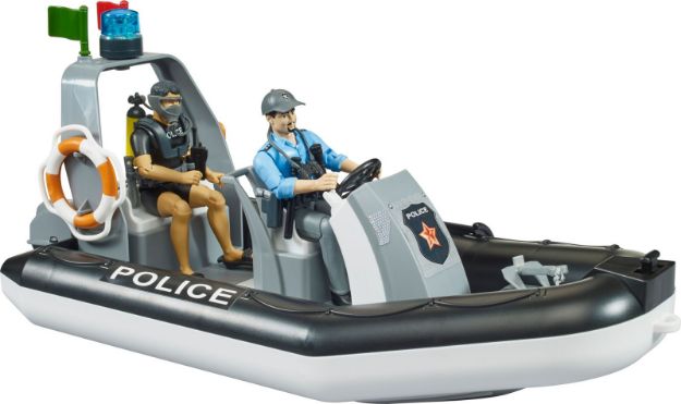 Bild von Bruder 62733 bworld Polizei Schlauchboot, Rundumleuchte, 2 Figuren und Zubehör