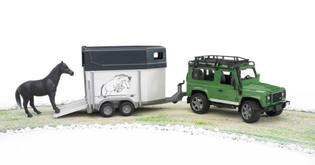 Bild von Bruder 02592 Land Rover Defender plus Anhänger plus Pferd, sortiert