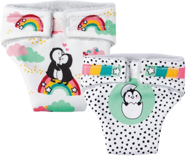 Bild von 2 Puppen-Stoff-Windeln Pinguin Pünktchen 35-45cm - 120