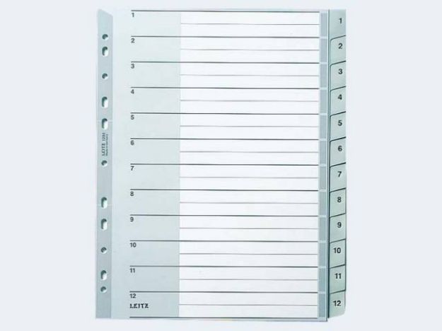 Bild von Zahlenregister A4 1282 1-12 Plastik - 12820000