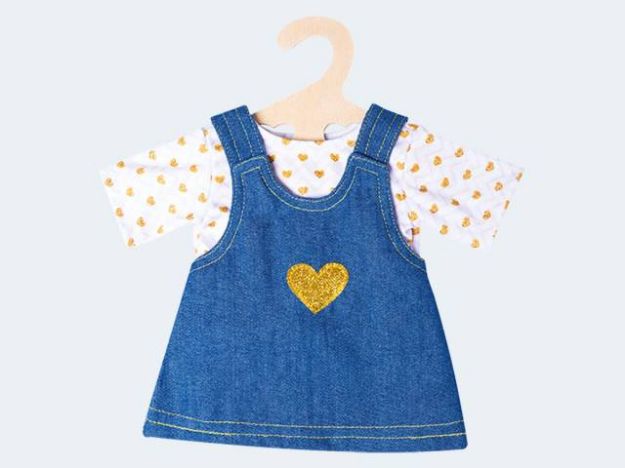 Bild von Puppen-Jeanskleid mit T-Shirt 28-35cm - 1052