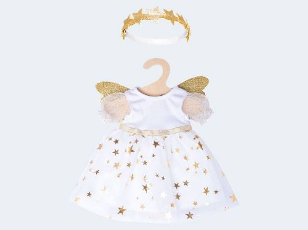Bild von Puppen-Kleid Schutzengel Sternen Haarband 28-35cm - 1152