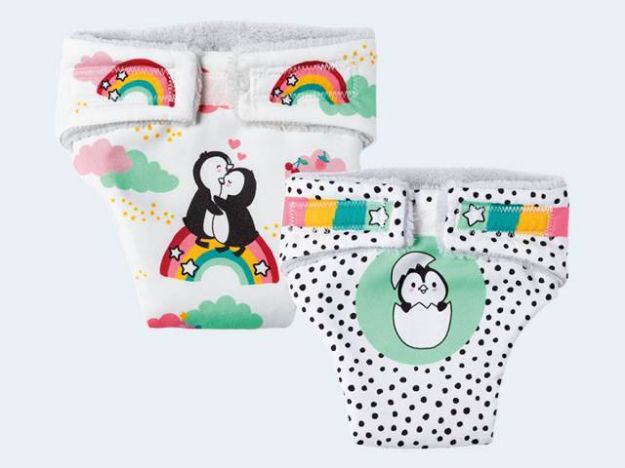 Bild von 2 Puppen-Stoff-Windeln Pinguin Pünktchen 28-35cm - 1201