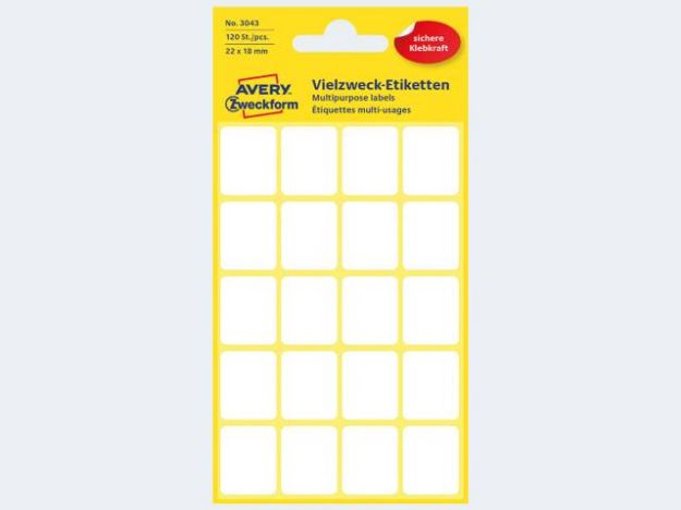 Bild von Etikett 3043 22x18 weiss - Eine Verkaufseinheit = 10 Stück
