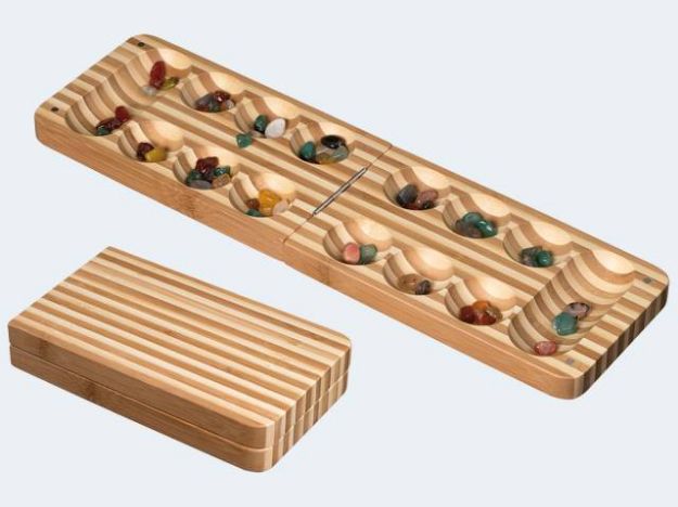 Bild von Kalaha Bambus klappbar 23x13cm 60 Natursteine - 3253