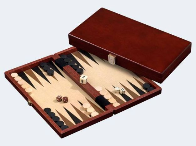 Bild von Backgammon Koffer 28cm Holz Erle/Mahagoni - 1113