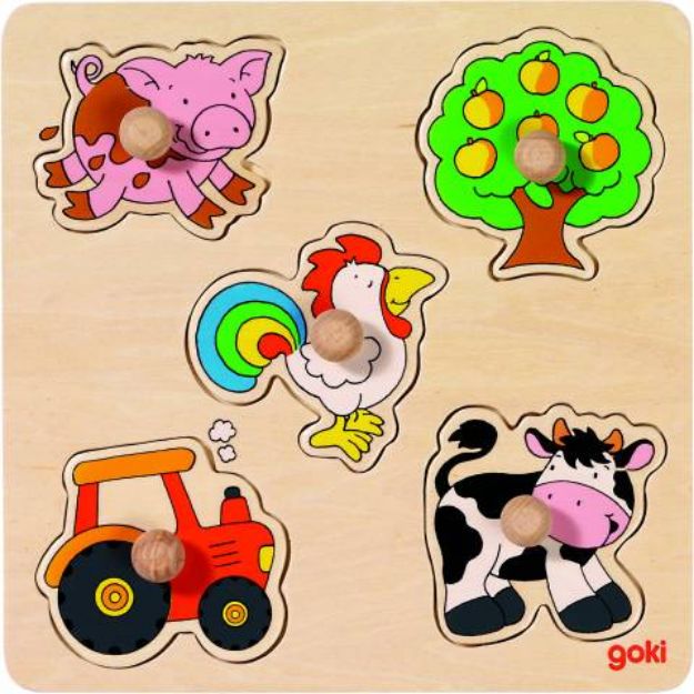 Bild von GOKI Steckpuzzle Farm 5T Holz 21x21cm - 57546