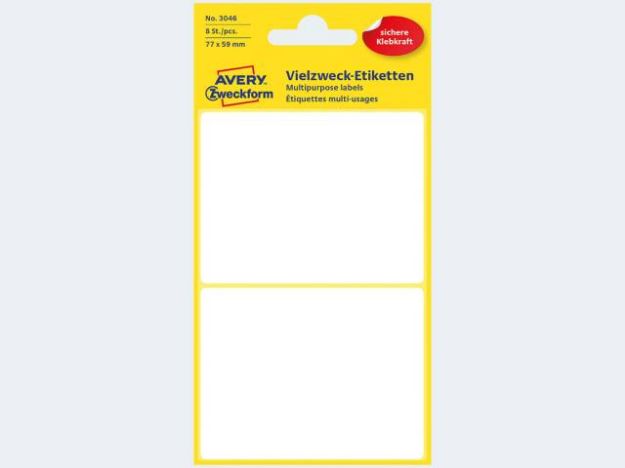Bild von Etikett 3046 77x59 weiss - Eine Verkaufseinheit = 10 Stück