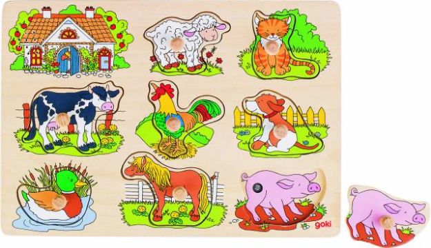 Bild von GOKI Soundpuzzle 9T Farm/Bauernhof Holz 30x20cm - 57895