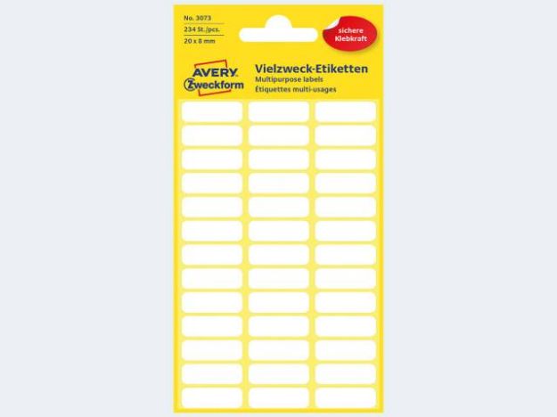 Bild von Etikett 3073 20x8 weiss - Eine Verkaufseinheit = 10 Stück