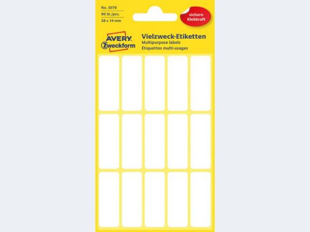 Bild von Etikett 3076 38x14 weiss - Eine Verkaufseinheit = 10 Stück