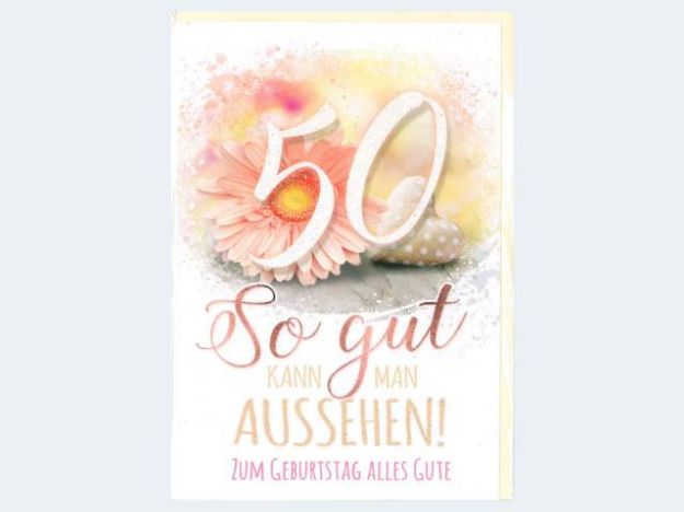 Bild von Zahlengeburtstag Blume Herz glitzer - Eine Verkaufseinheit = 6 Stück - 52-9650