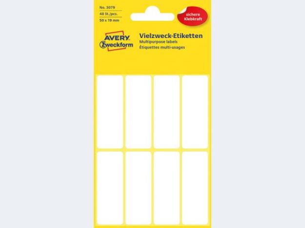 Bild von Etikett 3079 50x19 weiss - Eine Verkaufseinheit = 10 Stück